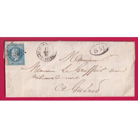 N°29 GC 3459 GARE DE LA SOUTERRAINE CREUSE + BM POUR GUERET LETTRE COVER