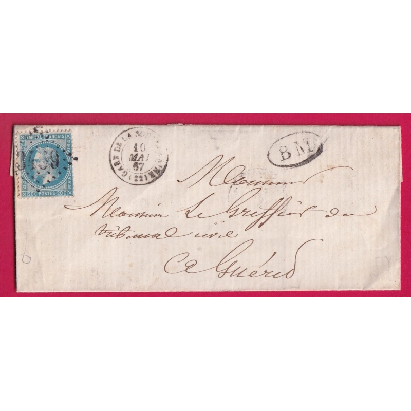 N°29 GC 3459 GARE DE LA SOUTERRAINE CREUSE + BM POUR GUERET LETTRE COVER