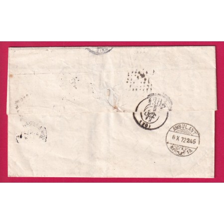 N°30 AMBULANT LYON A PARIS LOSANGE LP POUR GENEVE SUISSE LETTRE COVER