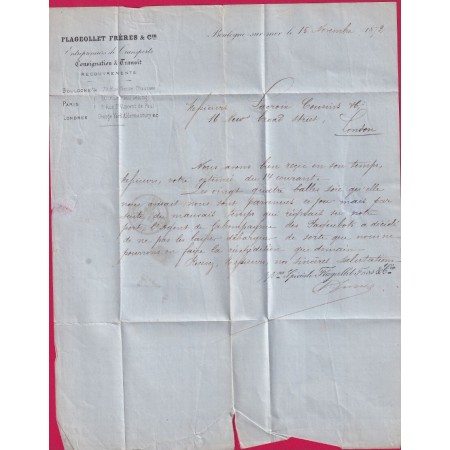 N°56 GC 549 BOULOGNE SUR MER PAS DE CALAIS POUR LONDRES LONDON ANGLETERRE LETTRE COVER FRANCE