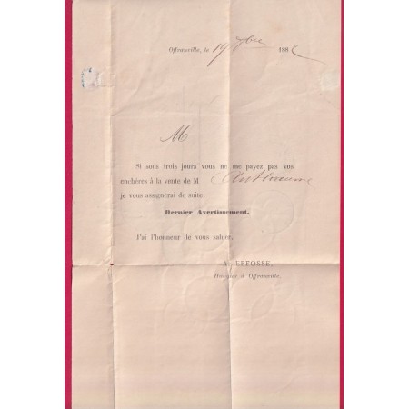 LETTRE NON AFFRANCHIE TAXE N°6 + 18 RARE COMBINAISON OFFRANVILLE SEINE INFERIEURE BACQUEVILLE 2 PRESENTATIONS 1882
