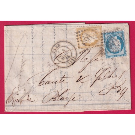 N°55 60 GC 697 CAEN CALVADOS POUR BLAYE GIRONDE LETTRE COVER