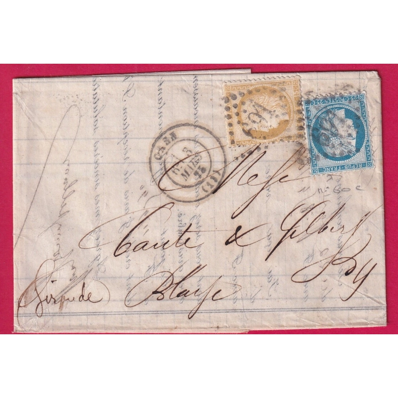 N°55 60 GC 697 CAEN CALVADOS POUR BLAYE GIRONDE LETTRE COVER