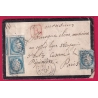 N°60 X3 GC 2619 CAD TYPE 18 NERAC LOT ET GARONNE DU 1 JANVIER 1876 POUR PARIS LETTRE COVER