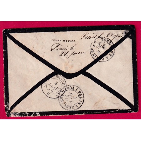 N°60 X3 GC 2619 CAD TYPE 18 NERAC LOT ET GARONNE DU 1 JANVIER 1876 POUR PARIS LETTRE COVER