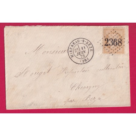 N°59 GC 2368 MIREBEAU SUR BEZE COTE D'OR POUR CHEVIGNY LETTRE COVER
