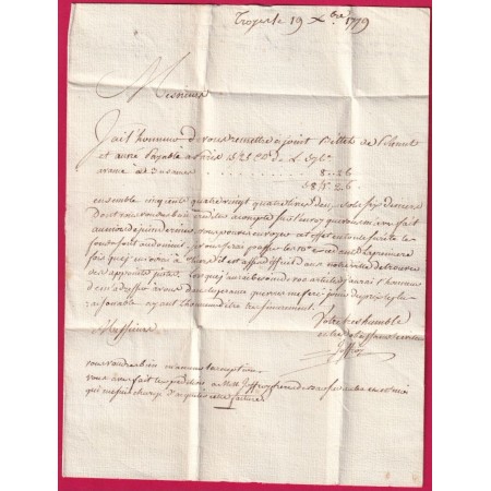 MARQUE DE TROYES AUBE 1779 LENAIN N°9 INDICE 12 POUR AMBERT PUY DE DOME LETTRE COVER