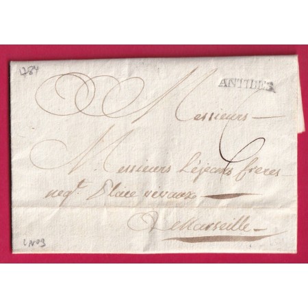 MARQUE ANTIBES VAR ALPES MARITIMES 1784 POUR MARSEILLE BOUCHES DU RHONE LENAIN N°3 LETTRE COVER