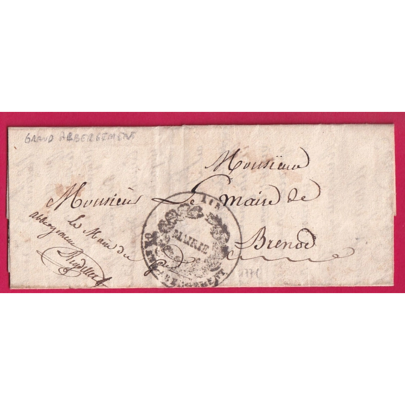 LETTRE EN FRANCHISE MAIRIE LE GRAND ABBERGEMENT AIN 1835 POUR BRENOD LETTRE COVER