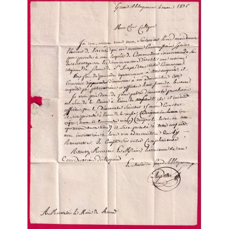 LETTRE EN FRANCHISE MAIRIE LE GRAND ABBERGEMENT AIN 1835 POUR BRENOD LETTRE COVER