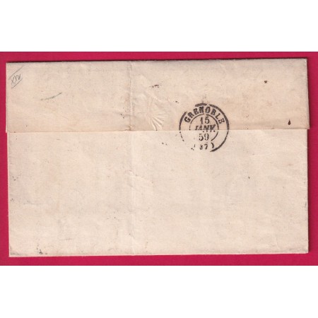 CHAMBERY SAVOIE ETATS SARDE TAXE TAMPON 5 MODIFIEE 10 POUR GRENOBLE ISERE 1859 LETTRE COVER