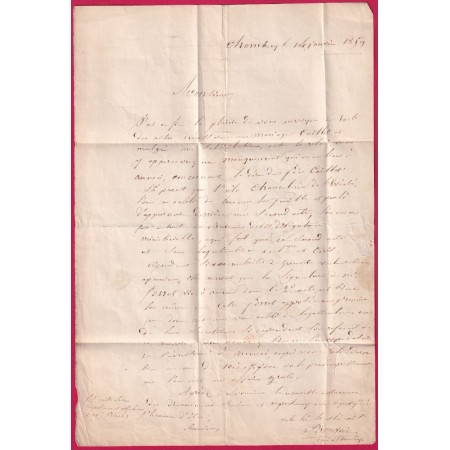 CHAMBERY SAVOIE ETATS SARDE TAXE TAMPON 5 MODIFIEE 10 POUR GRENOBLE ISERE 1859 LETTRE COVER