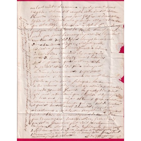 CURSIVE 48 LA HAYE DU PUITS MANCHE + PP ROUGE CAD TYPE 12 PERIERS POUR COUTANCES 1838 INDICE 10 LETTRE COVER