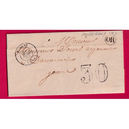 CAD TYPE 15 FLOGNY AUBE OR DE COUSSEGREY AUBE TAXE TAMPON 30 POUR DANNEMOINE PRES TONNERRE LETTRE COVER