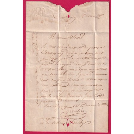 CAD TYPE 15 FLOGNY AUBE OR DE COUSSEGREY AUBE TAXE TAMPON 30 POUR DANNEMOINE PRES TONNERRE LETTRE COVER