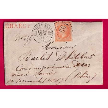 N°23 GC 564 BOURG EN BRESSE LETTRE CHARGE POUR ROMANECHE SAONE ET LOIRE LETTRE COVER