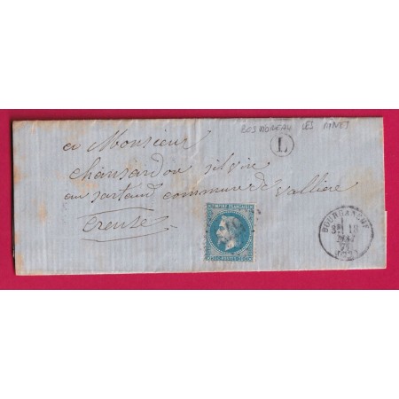N°29 GC 573 BOURGANEUF CREUSE BOITE RURALE L BOSMOREAU LES MINES POUR VALLIERE LETTRE COVER