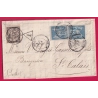 N°90 X2 ROUEN BOURSE TAXE 60C NOIR DUVAL N°21 ST CALAIS SARTHE 1885 LETTRE COVER
