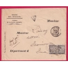 LETTRE NON AFFRANCHIE PARIS DEPART 1887 TAXE A 90C 60C+30C ECOUIS EURE N° 18 21 LETTRE COVER