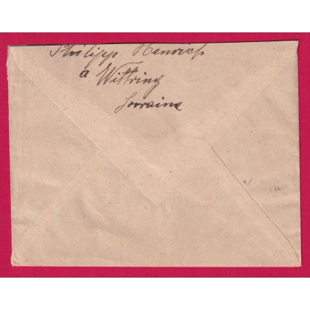 N°137 138 CAD ALLEMAND WITTRING MOSELLE 1919 POUR STRASBOURG BAS RHIN LETTRE COVER
