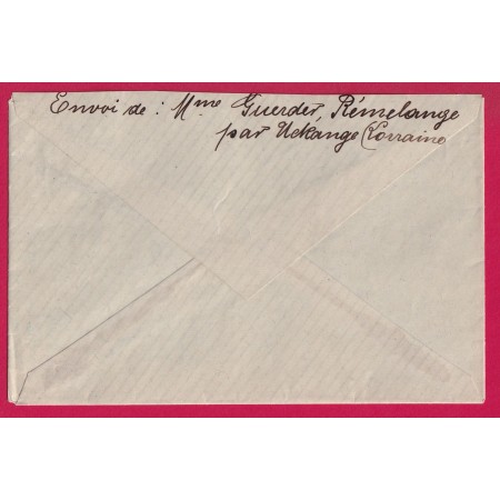 N°130CAD ALLEMAND UCKANGE MOSELLE 1919 POUR STRASBOURG BAS RHIN LETTRE COVER