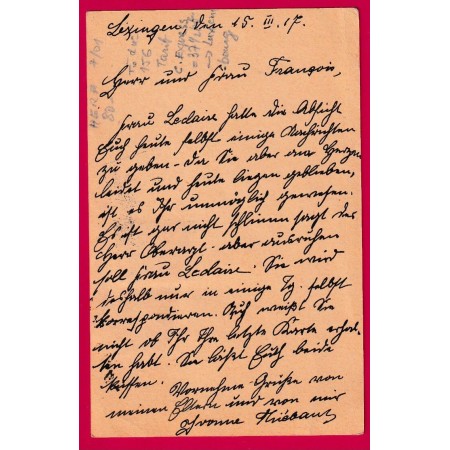 ENTIER GERMANIA MORHANGE MOSELLE POUR DIEKIRCH LUXEMBOURG CENSURE ?? LETTRE COVER