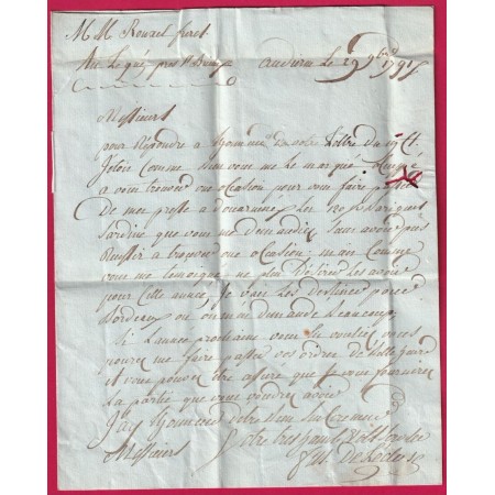 MARQUE QUIMPER FINISTERE LENAIN N°7 1791 POUR LEGUE ST BRIEUC COTES DU NORD INDICE 12 LETTRE COVER