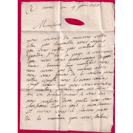 MARQUE NIMES GARD 1752 LENAIN N°5 INDICE 11 POUR LYON RHONE LETTRE COVER