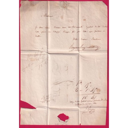 MARQUE 40 MER LOIR ET CHER DIMENSIONS 20 X 11.5 NON SIGNALE PAR POTHION 1830 POUR BLOIS LETTRE COVER