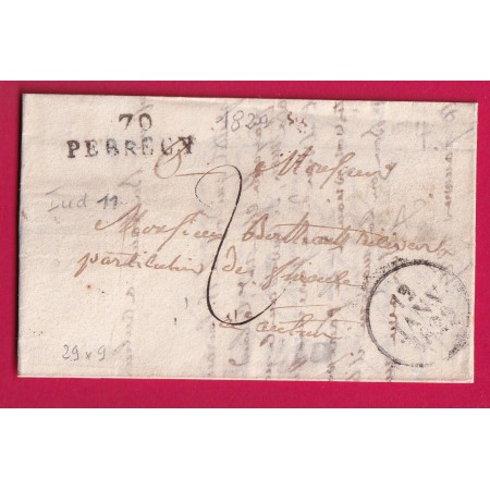 MARQUE 70 PERRECY SAONE ET LOIRE 1829 POUR AUTUN INDICE 11 LETTRE COVER