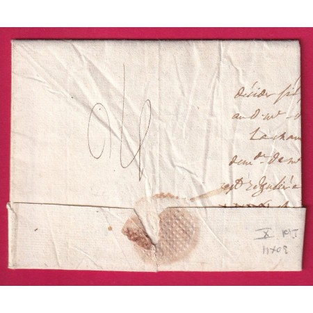 MARQUE P2P CHAUNY AISNE POUR NEUFCHATEL SUR AISNE 1825 POIDS VERIFIE LETTRE COVER