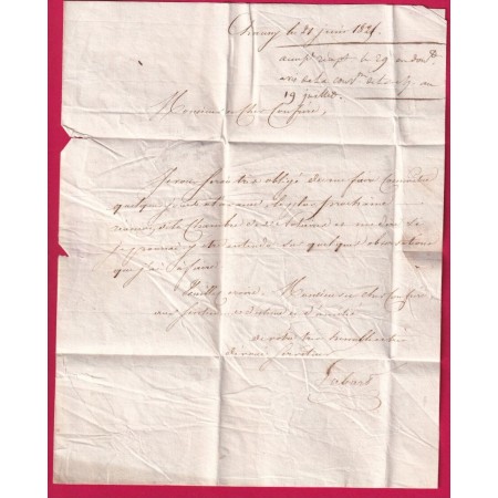 MARQUE P2P CHAUNY AISNE POUR NEUFCHATEL SUR AISNE 1825 POIDS VERIFIE LETTRE COVER