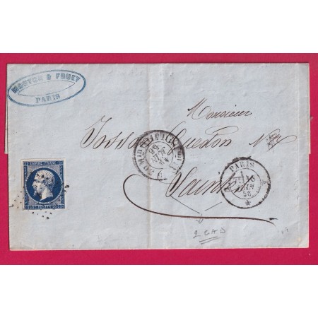 N°14 BLEU SUR NOIR PARIS BUREAU A 2 CAD  1520 + 1521 CURIOSITE POUR SAINTES CHARENTE INFERIEURE apres le depart