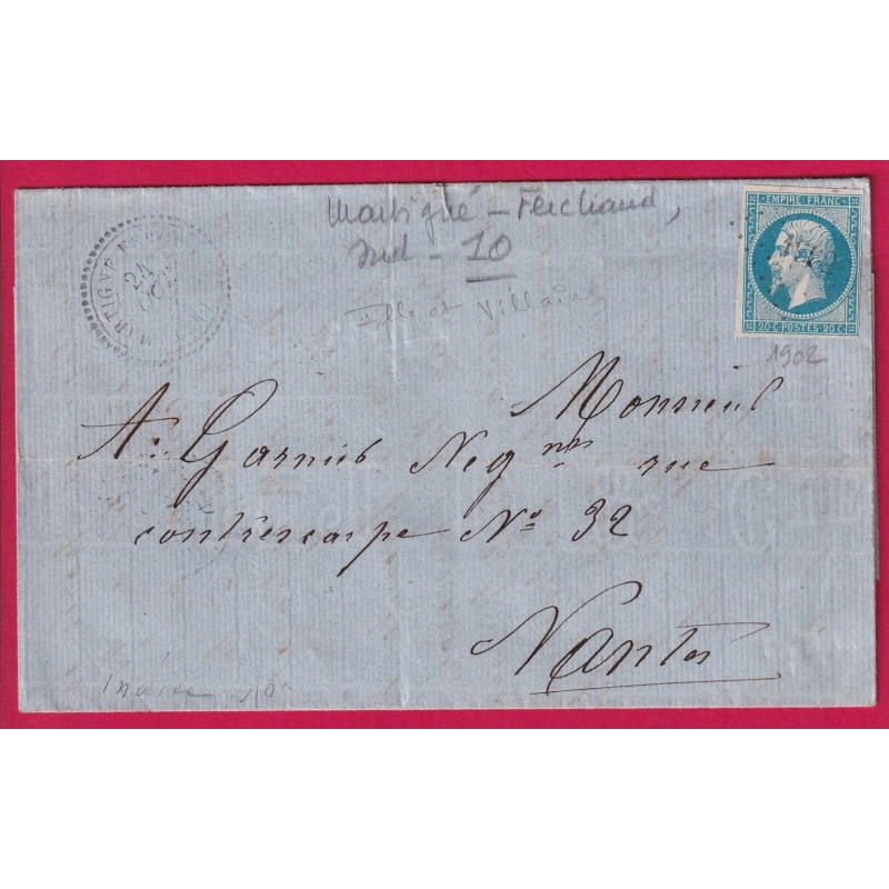 N°14 PC 1902 MARTIGNE FERCHAUD ILLE ET VILAINE CAD TYPE 22 POUR NANTES LETTRE COVER