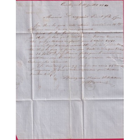 N°14 PC 1003 COURTHEZON VAUCLUSE CAD TYPE 22 POUR LYON INDICE 12 LETTRE COVER