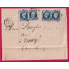 N°14 DEUX PAIRES BLEU FONCE PC 78 ANGERS MAINE ET LOIRE  POUR BAUGE LETTRE COVER