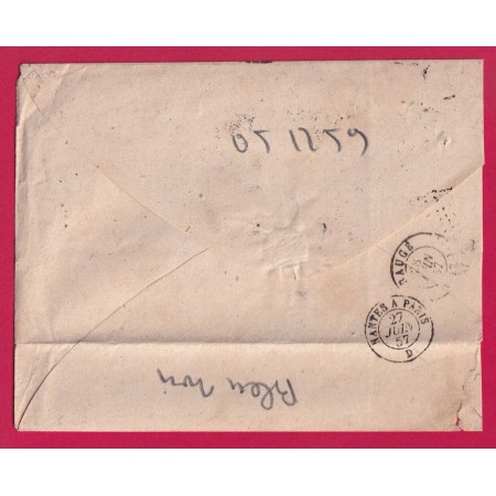 N°14 DEUX PAIRES BLEU FONCE PC 78 ANGERS MAINE ET LOIRE  POUR BAUGE LETTRE COVER
