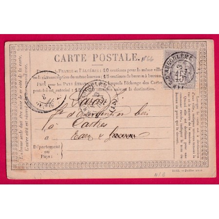 N°66 N/B GARE D'ANGOULEME CHARENTE CARTE PRECUSEUR POUR CASTRES TARN LETTRE COVER