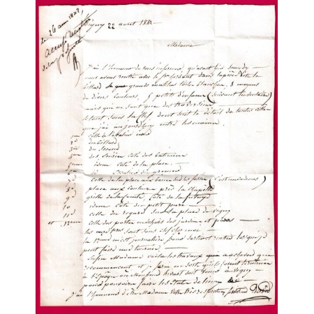 CURSIVE 72 VAUX SEINE ET OISE 1842 BOITE RURALE F VIGNY DECIME RURAL POUR PARIS LETTRE COVER