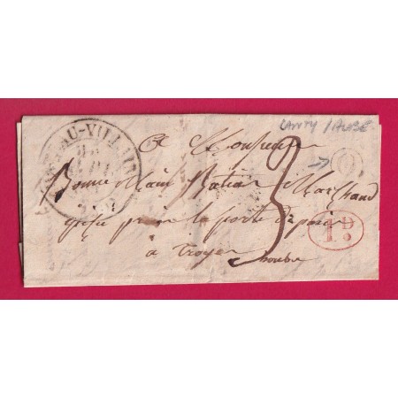 CAD TYPE 13 CHATEAU VILLAIN HAUTE MARNE BOITE RURALE O LANTY AUBE POUR TROYES DECIME RURAL LETTRE COVER