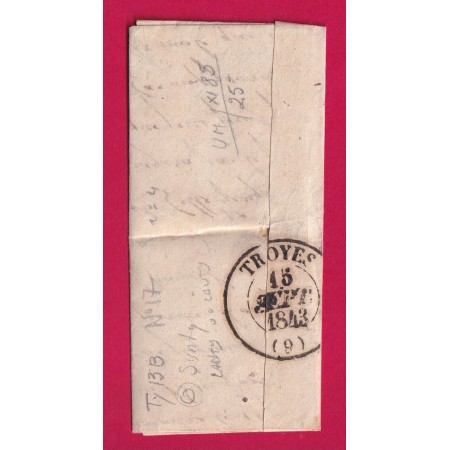 CAD TYPE 13 CHATEAU VILLAIN HAUTE MARNE BOITE RURALE O LANTY AUBE POUR TROYES DECIME RURAL LETTRE COVER