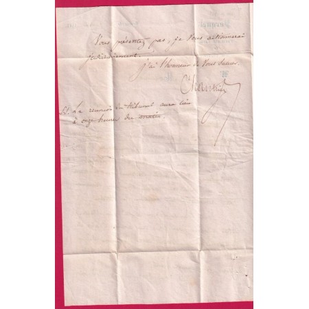 CAD TYPE 13 BEAUNE COTE D'OR CACHET PROCUREUR DU ROI TAXE LOCALE 1 + CL ROUGE POUR MEURSAULT 1842 LETTRE COVER