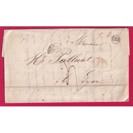 CAD TYPE 15 PRIVAS ARDECHE OR FLAVIAC + DECIME RURAL POUR LYON LETTRE COVER