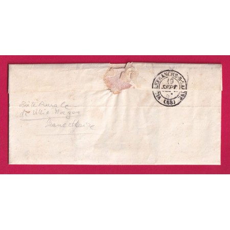 CAD TYPE 14 ROMANECHE SAONE ET LOIRE BOITE RURALE C VILLIE MORGON RHONE 1851 POUR VILLEFRANCHE SUR SAONE LETTRE COVER