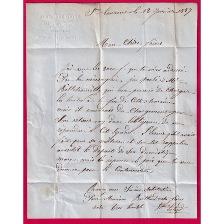 N°14 PC 1824 MACON SAONE ET LOIRE BOITE RURALE V ST LAURENT SUR SAONE POUR PARAY LE MONIAL LETTRE COVER