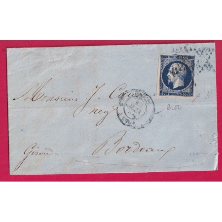 N°14 PARIS ETOILE BLEU + CAD BLEU POTHION 1342 1ER 60 POUR BORDEAUX INDICE 24 LETTRE COVER