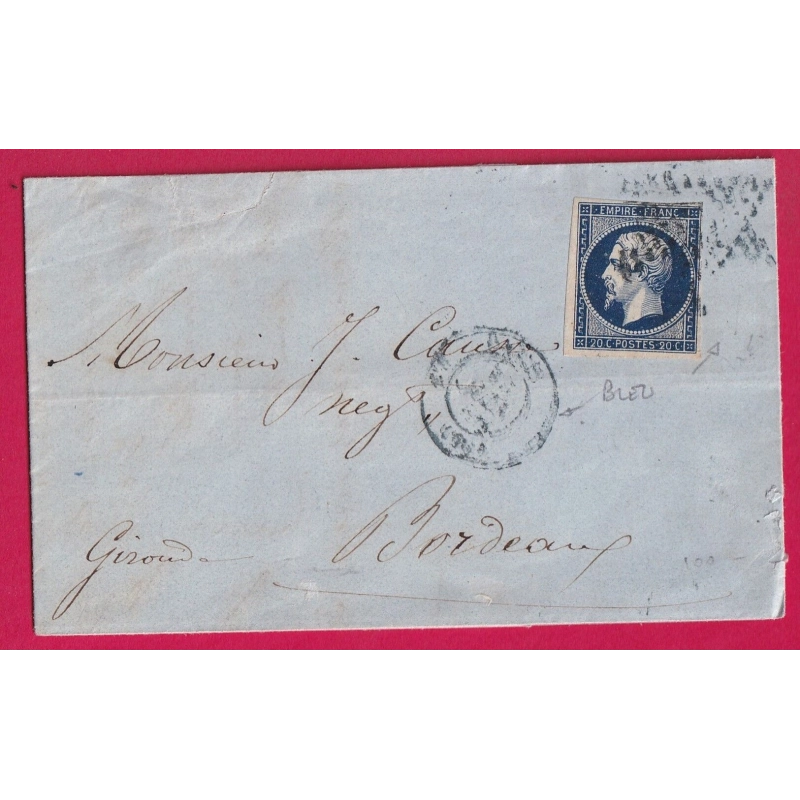 N°14 PARIS ETOILE BLEU + CAD BLEU POTHION 1342 1ER 60 POUR BORDEAUX INDICE 24 LETTRE COVER
