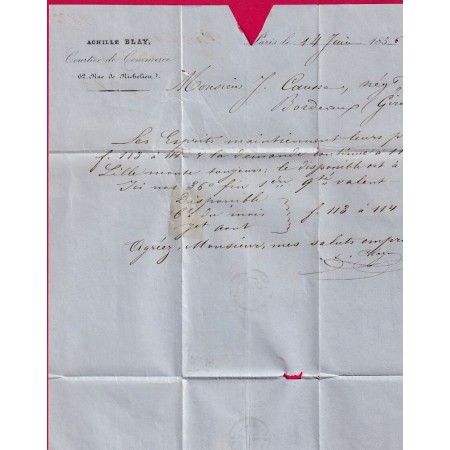 N°14 PARIS ETOILE BLEU + CAD BLEU POTHION 1342 1ER 60 POUR BORDEAUX INDICE 24 LETTRE COVER