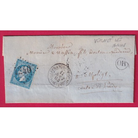 N°22 GC 4240 VILLEFRANCHE DE CONFOLENS PYRENEES ORIENTALES OR VERNET LES BAINS POUR MOLIGT PRADES LETTRE COVER