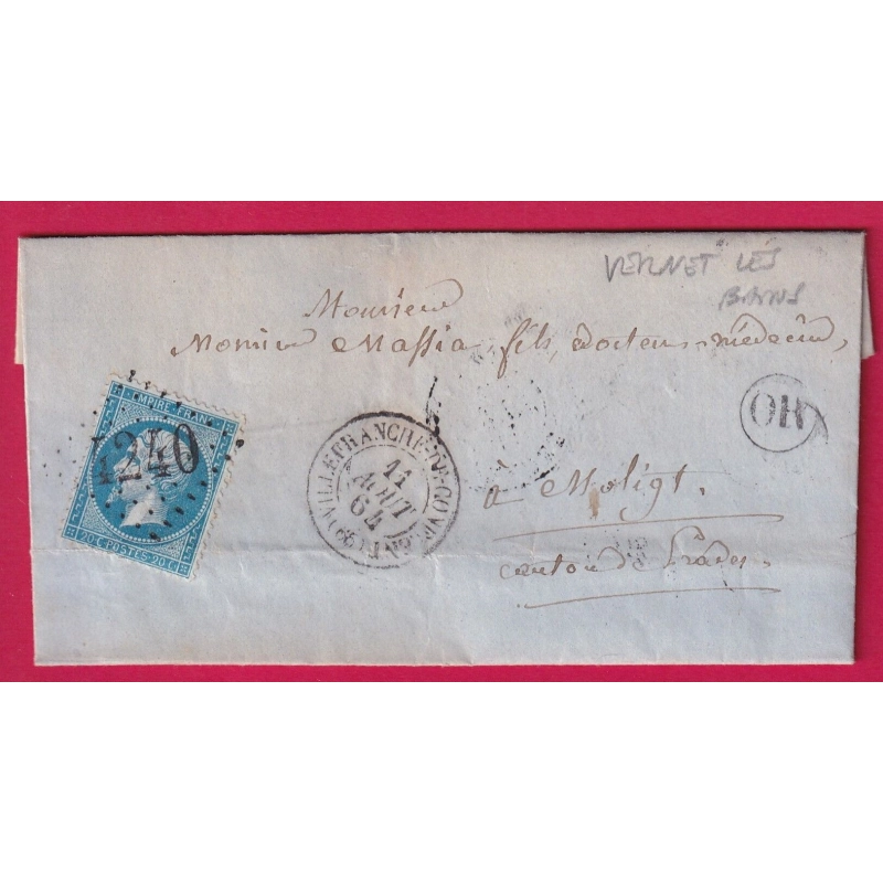 N°22 GC 4240 VILLEFRANCHE DE CONFOLENS PYRENEES ORIENTALES OR VERNET LES BAINS POUR MOLIGT PRADES LETTRE COVER